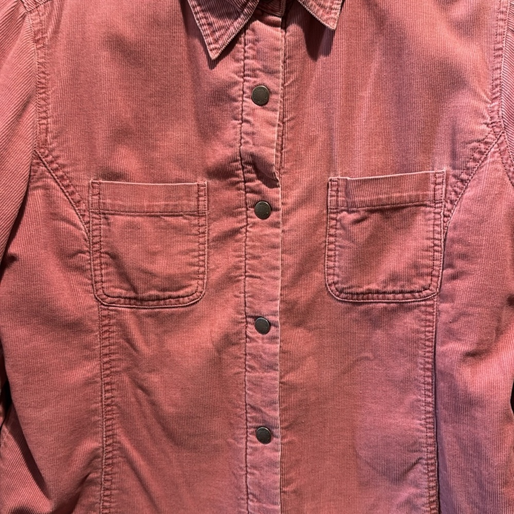 Woolrich Women's Dusty Rose Pink Fleece Lined Corduroy Snap Chore Barn Jacket - Picture 5 of 9